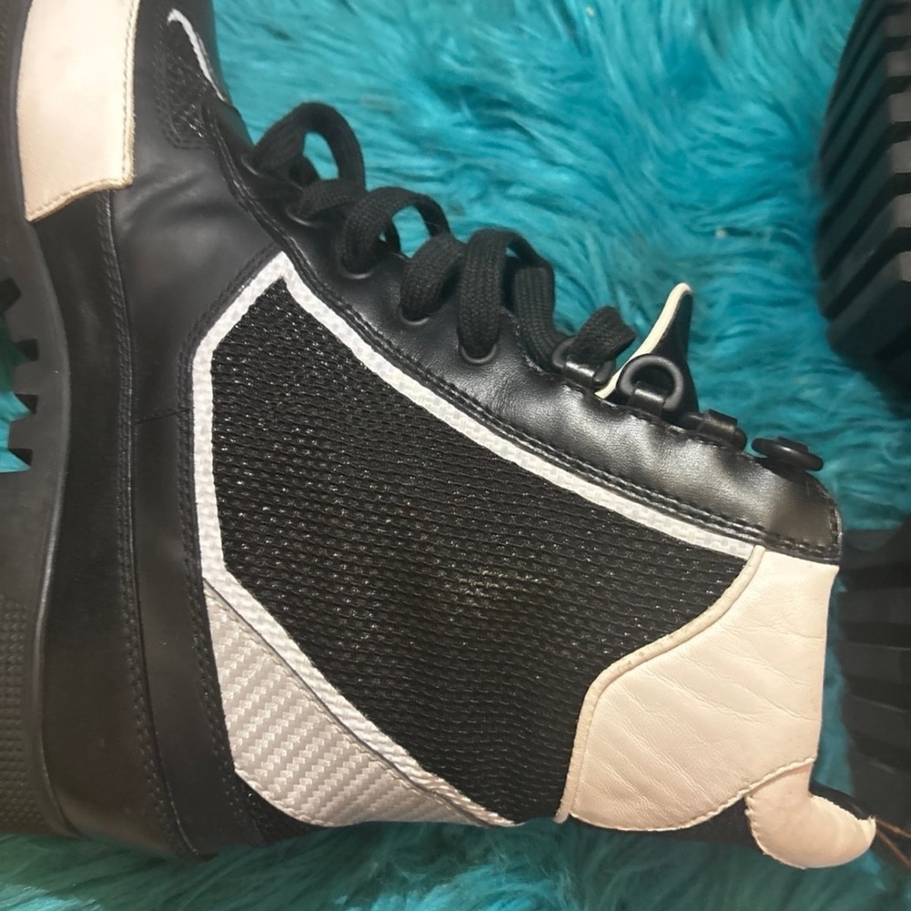 Louis Vuitton black/white leather and mesh laureate platform desert boots - Picture 10 of 12